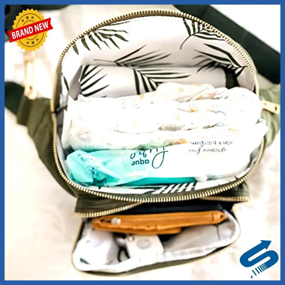 Small Diaper Bag Fanny Pack Crossbody with Waterproof Changing Pad